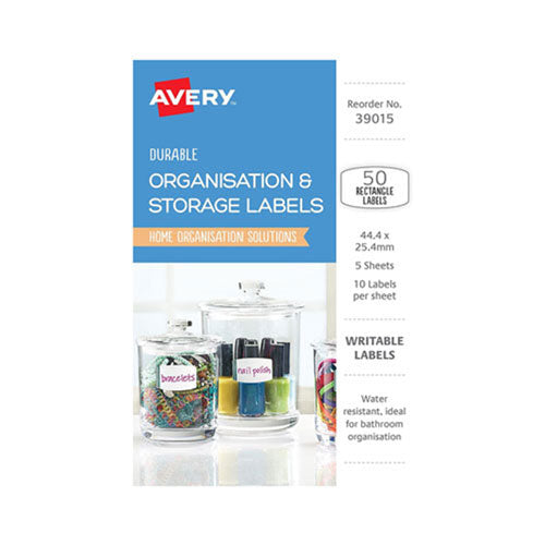 Avery Writable Organise Labels 50pcs (44x25mm)