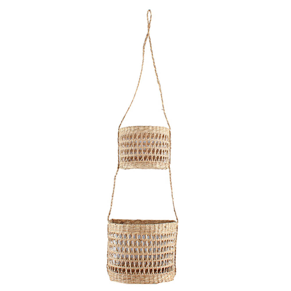 Gympie 2-Tier Seagrass Hanging Baskets (20x16x14cm)
