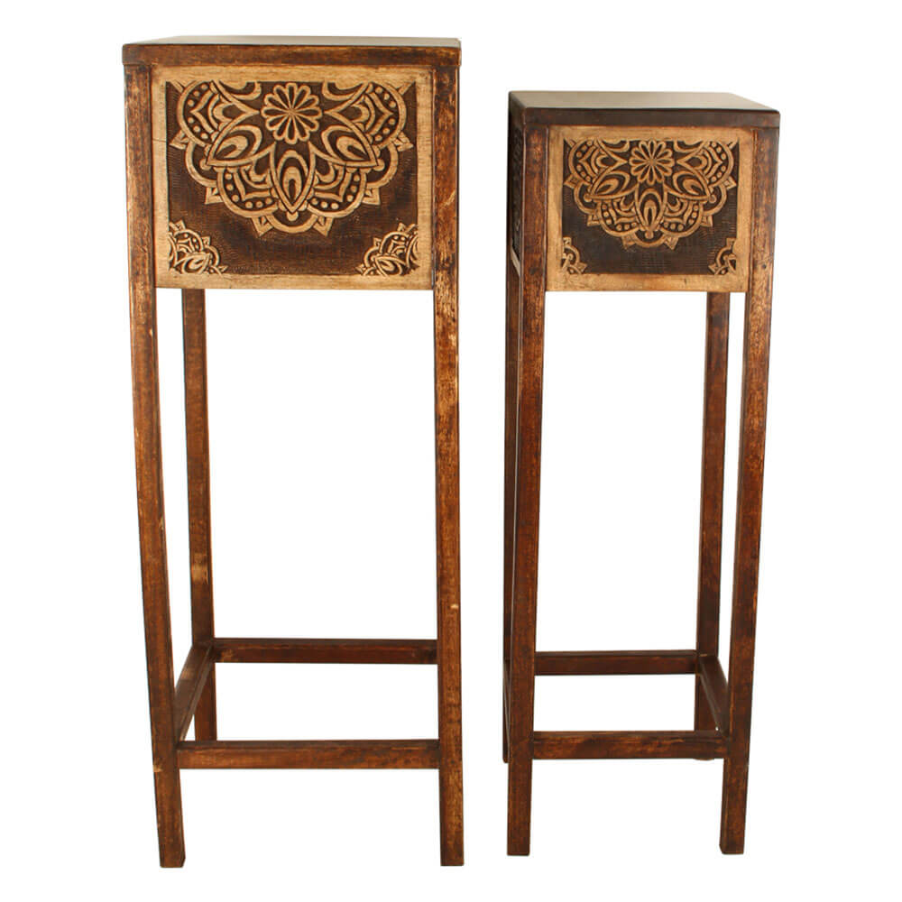 Harmony Square Mango Wood Planter Stands Set of 2 (Lge 75cm)