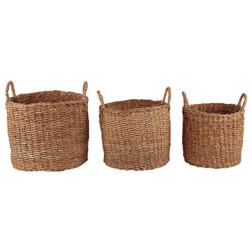 Seagrass Laundry Basket Set of 3 (Large 36x36x30cm)