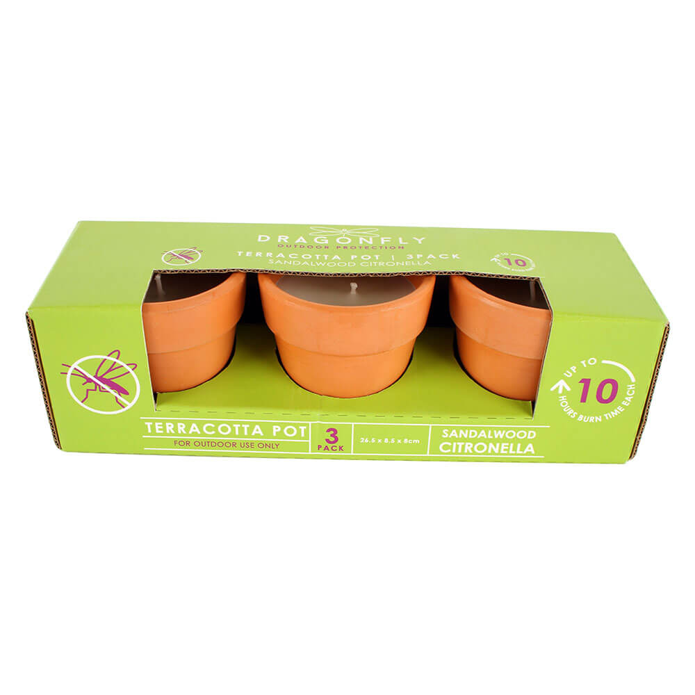 Sandlewood Citronella Candle in Terracotta Pot 3pcs (9x9cm)