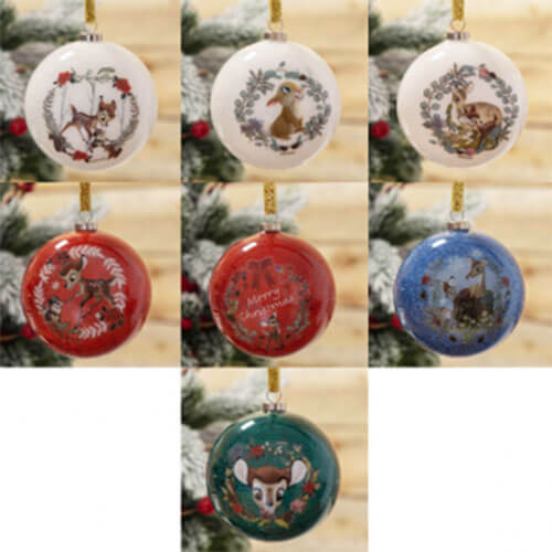 Disney Bambi Xmas Glitter Baubles (Set of 7)