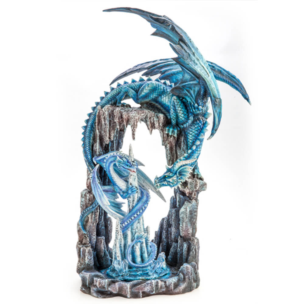 Two Blue Dragons in Icy Cave Figurine