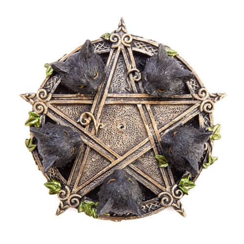 Black Cat Pentacle Incense Burner