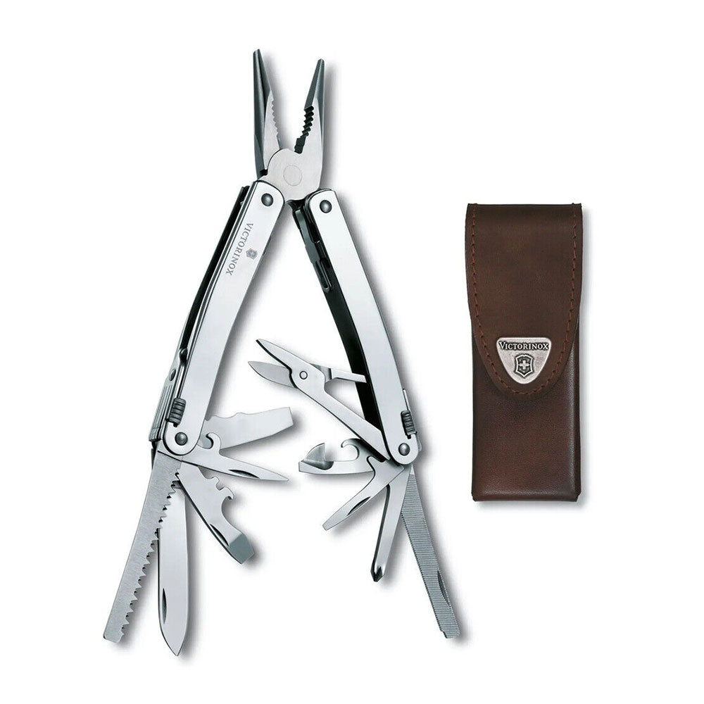 Swiss Tool Spirit with Pointed Blade & Leather Pouch
