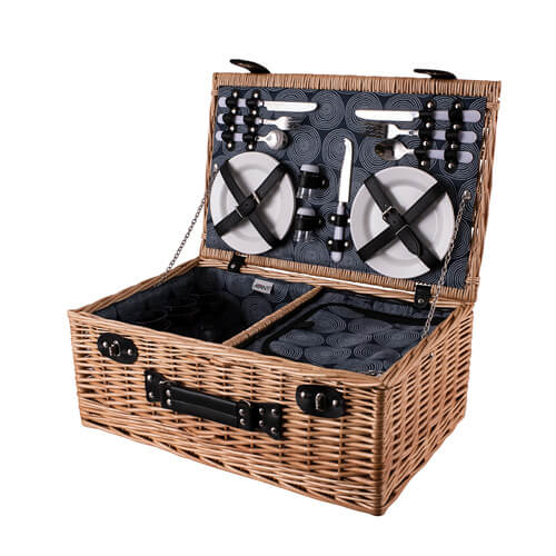 Avanti 4P Wicker Picnic Basket (Dot Circles)