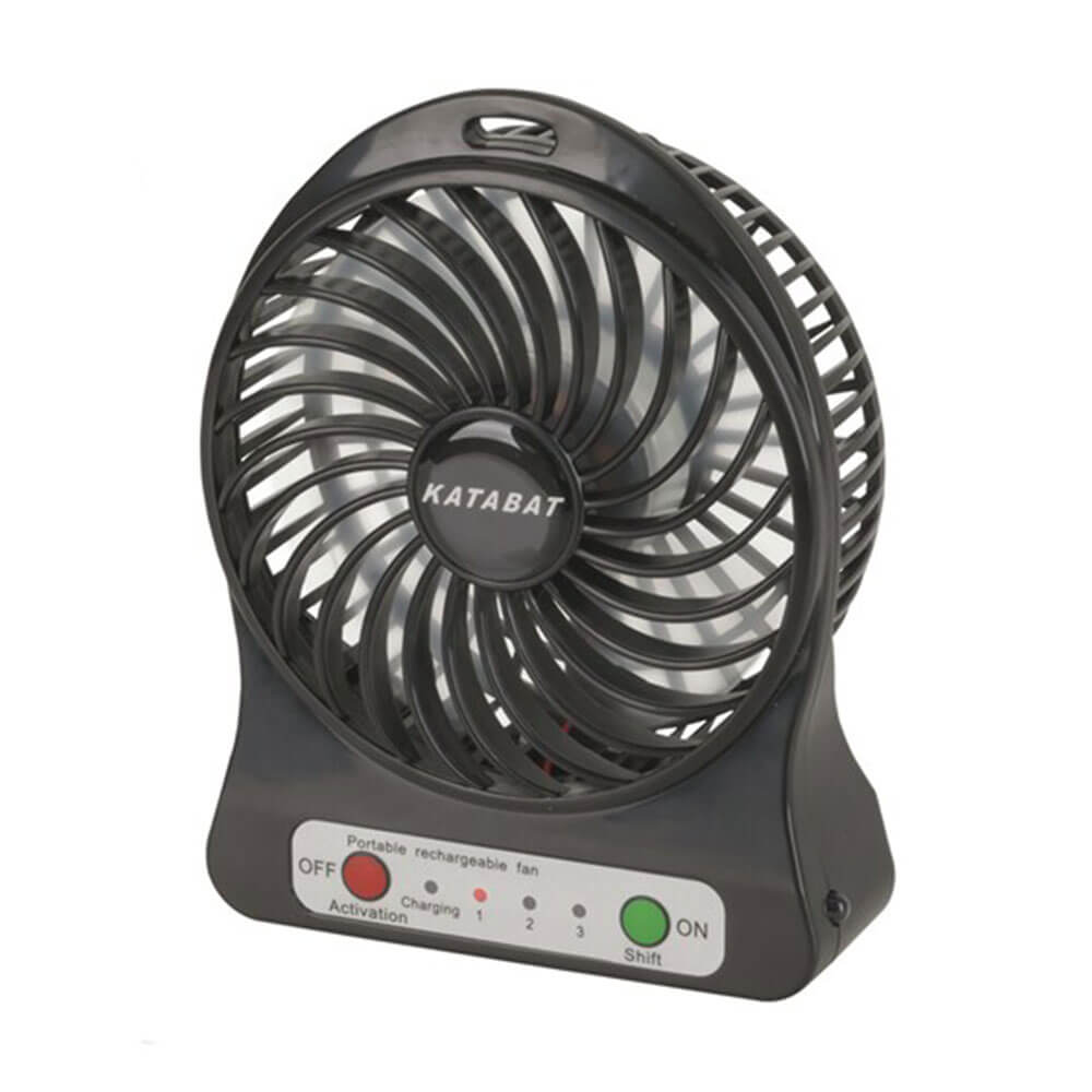 Mini USB Rechargeable Fan w/ LED Light (Black)