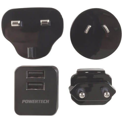 Powertech Dual USB Mains Travel Charger 2.4A (5VDC)