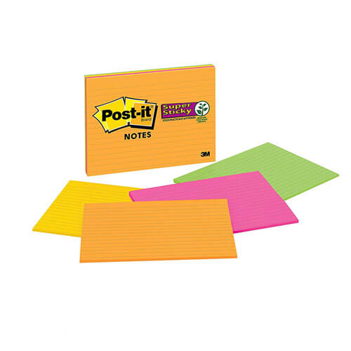 Post-it Notes Lined 203x152mm (4pk)