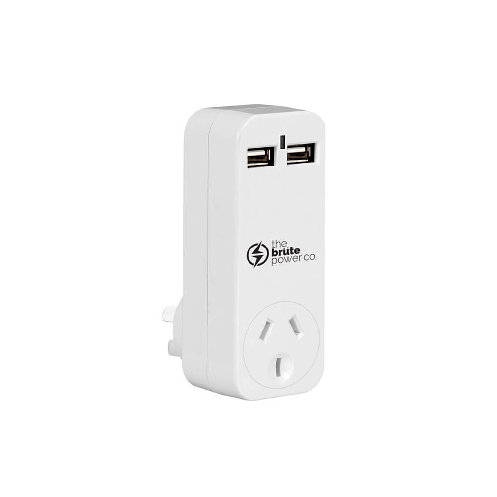 The Brute Power Co. One Socket Adaptor (White)