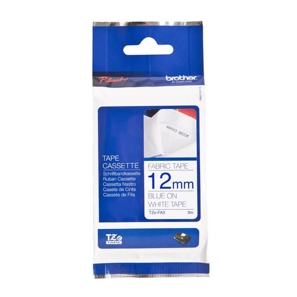 Brother Blue on White Fabric Labelling Tape (12mm)