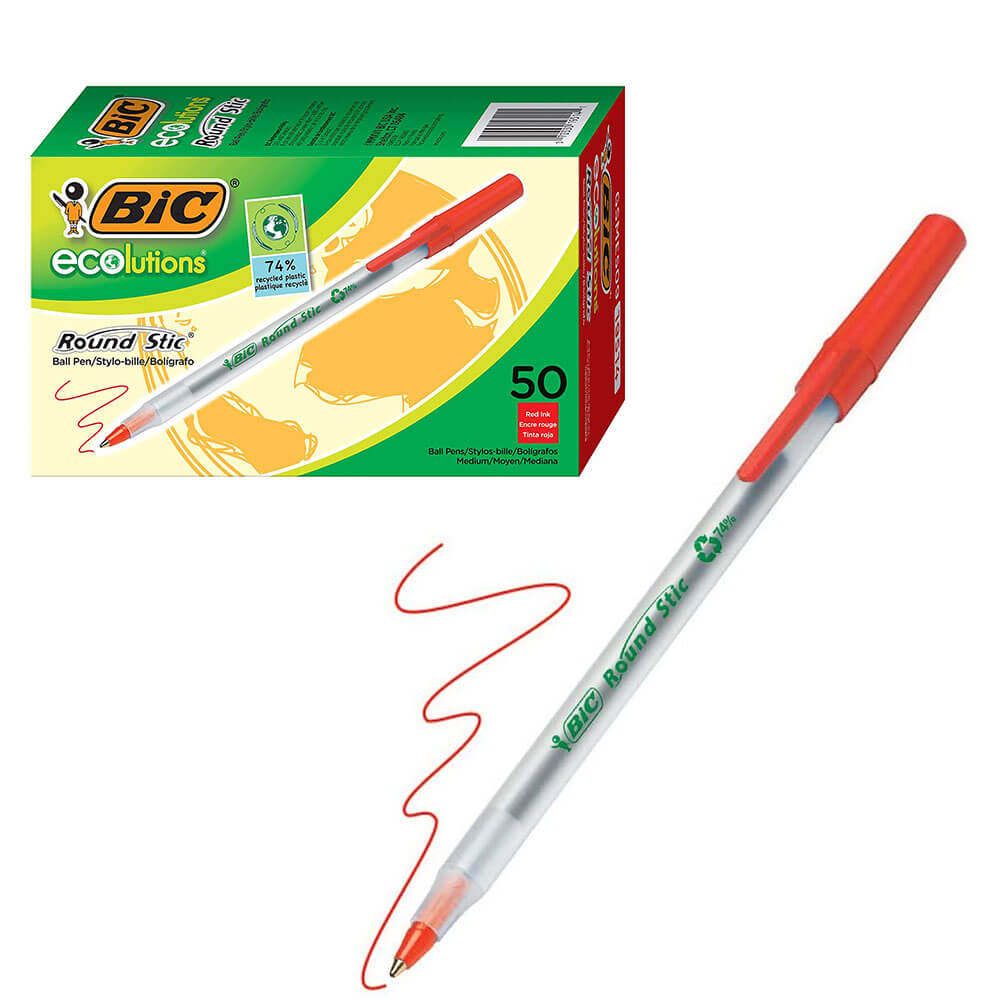 Bic Ecolutions Round Stic Ballpoint Pen 1.0mm 50pk