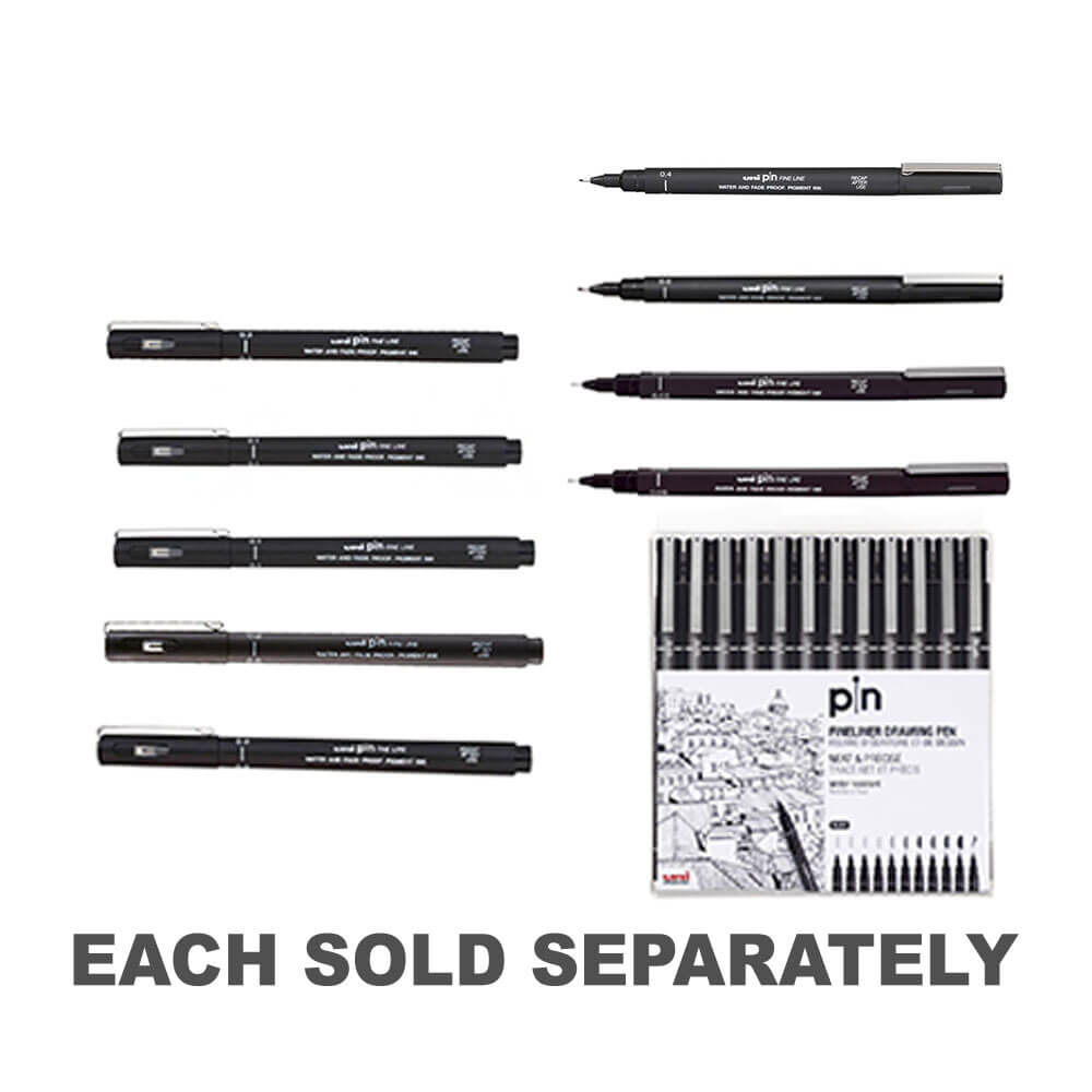 Uni Pin Fine Line Drawing Pen 12pcs (Black)