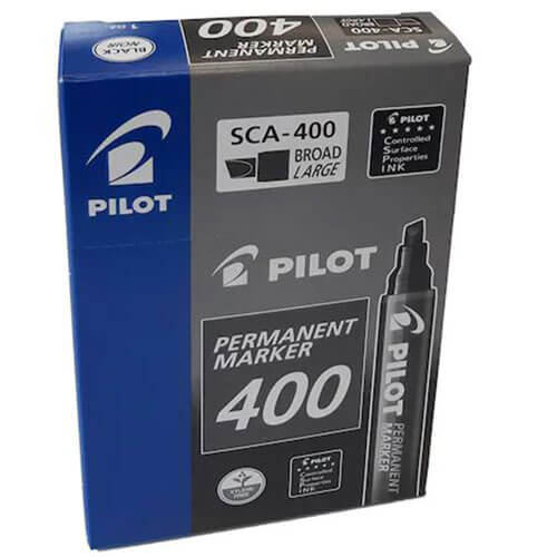 Pilot 4.0mm Chisel Tip Permanent Broad Marker 12pcs (Black)